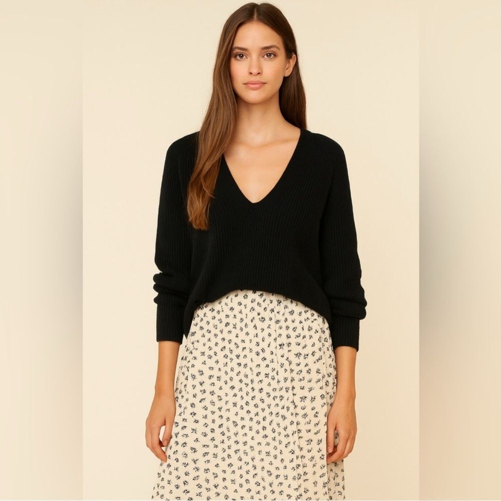 Helmut Lang Navy V-Neck Sweater